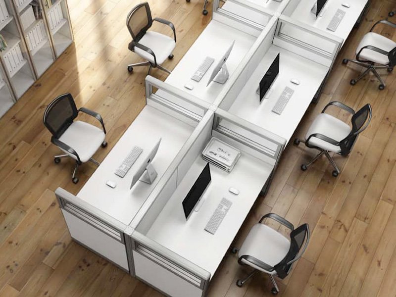 6 Seater White Workstation
