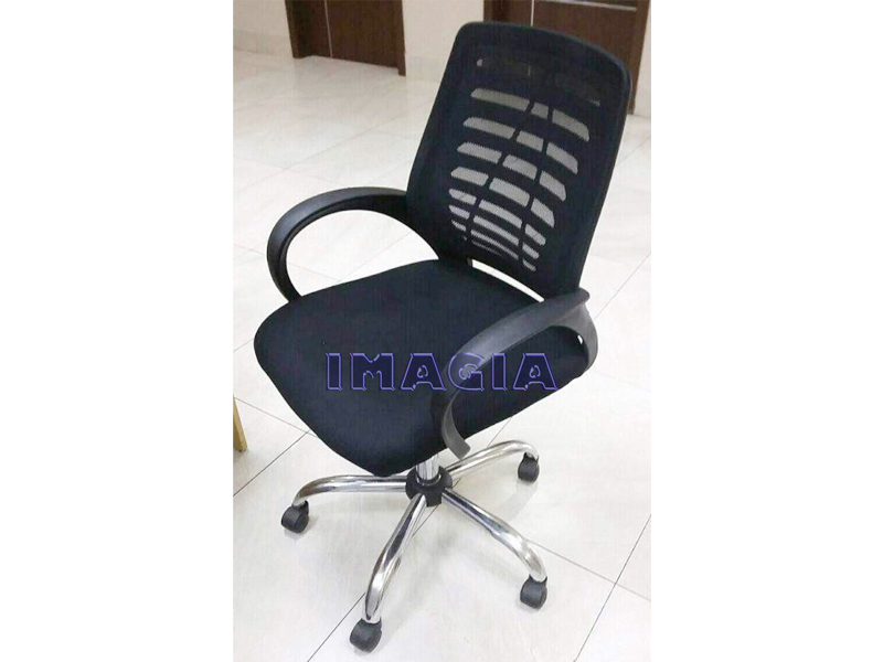 Black Fabric Seat Mesh Back Budget Swivel Chair