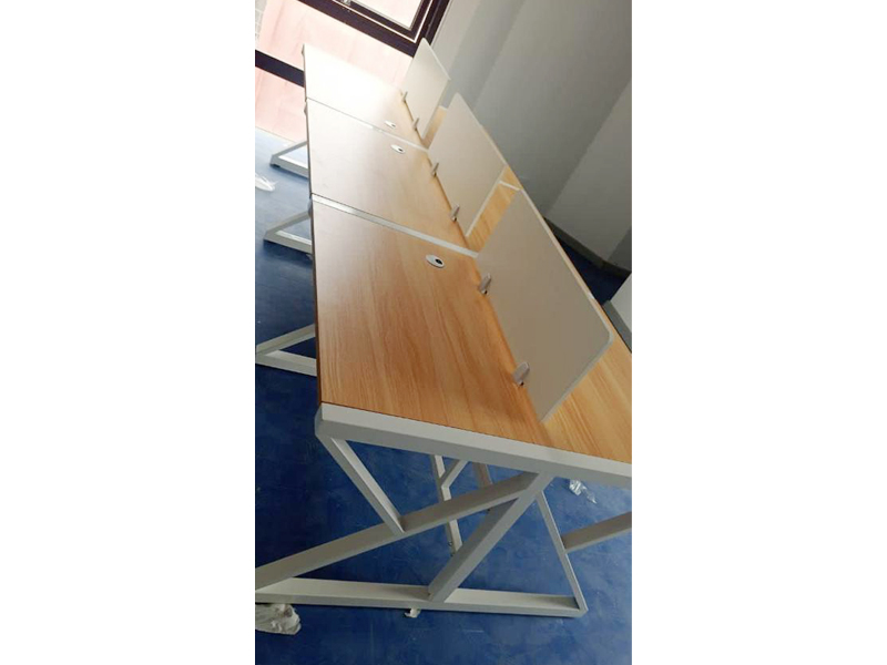6 Seater Brown Workstation with Metal Legs