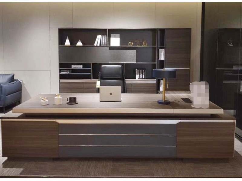 Brown Executive Table with Cabinet