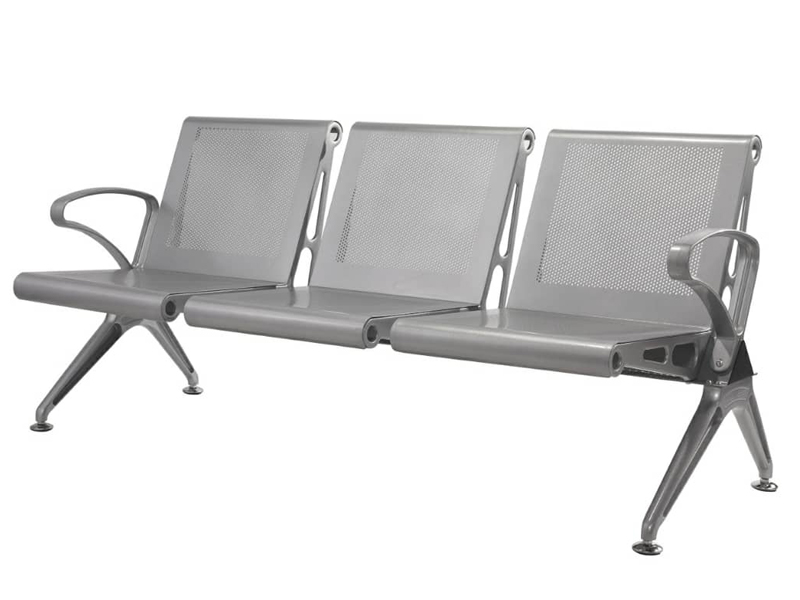 3 Seater Silver Metal Waiting Chair