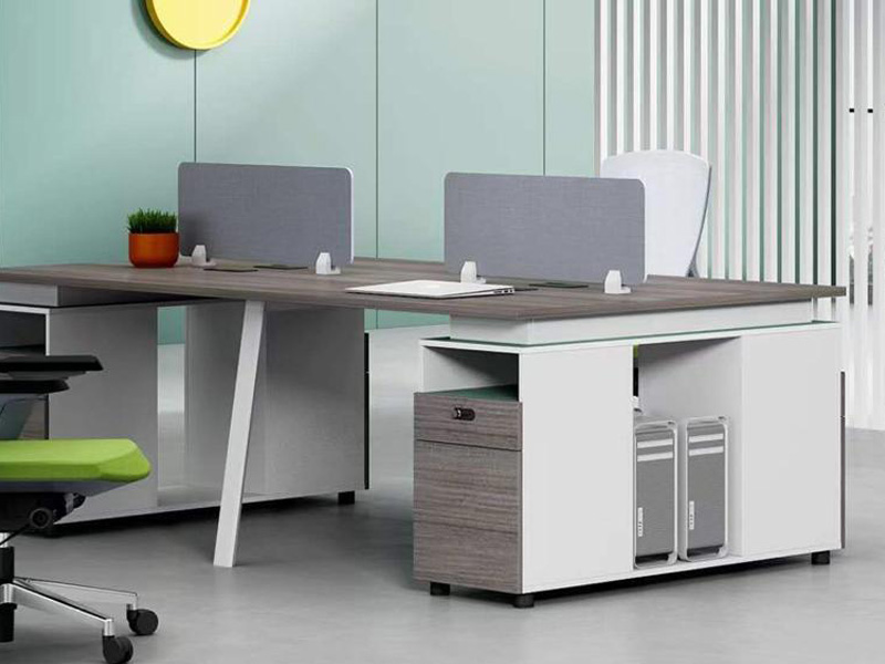 4 in 1 Brown and White Workstation with Fixed Drawers