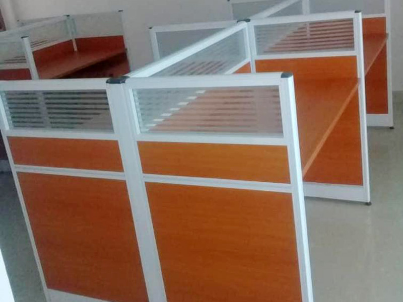 4 in 1 Orange with Glass Divided Workstation