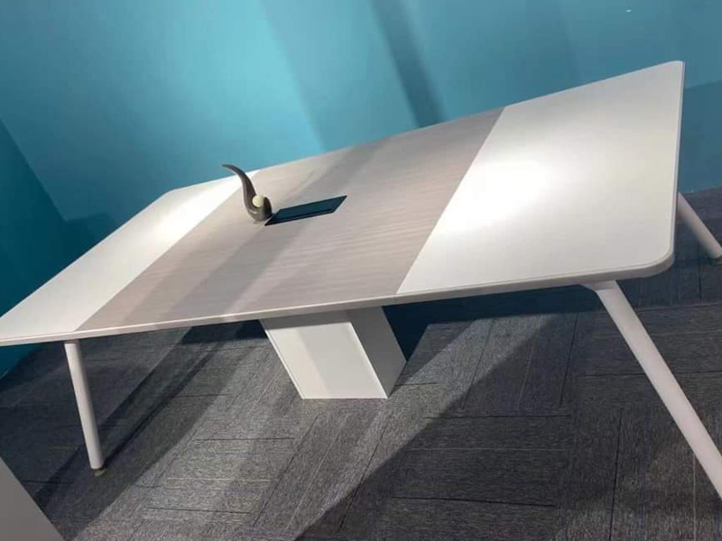 8 Seater Brown and White Meeting Table