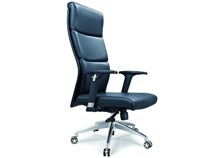 Black High Back Leather Swivel Chair with Adjustable Armrests