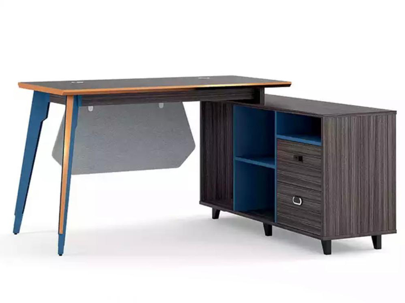 Brown Office Table with Side Console