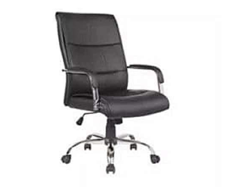 Grey Leather Low Back Budget Swivel Chair