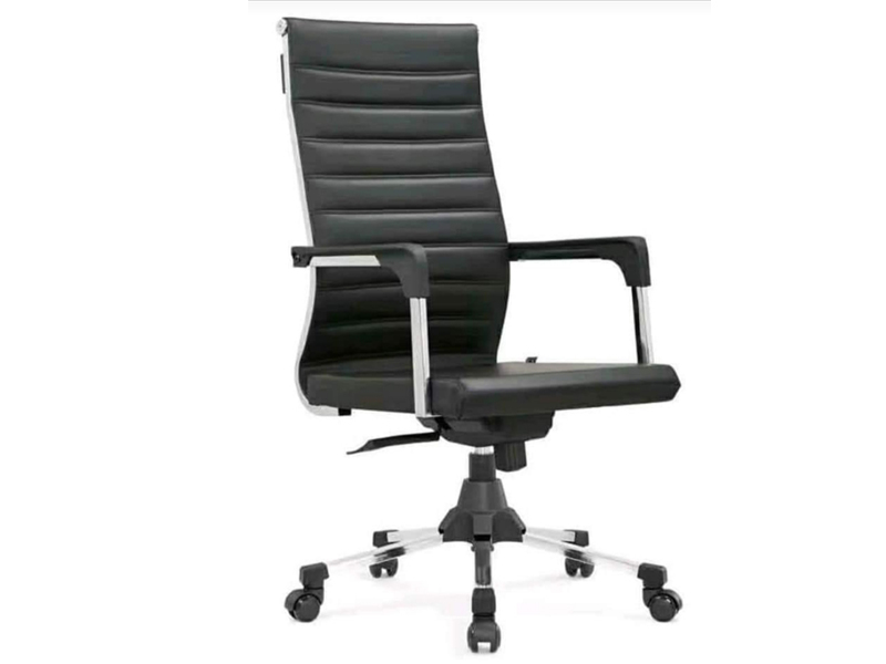 Grey Leather High Back Budget Swivel Chair
