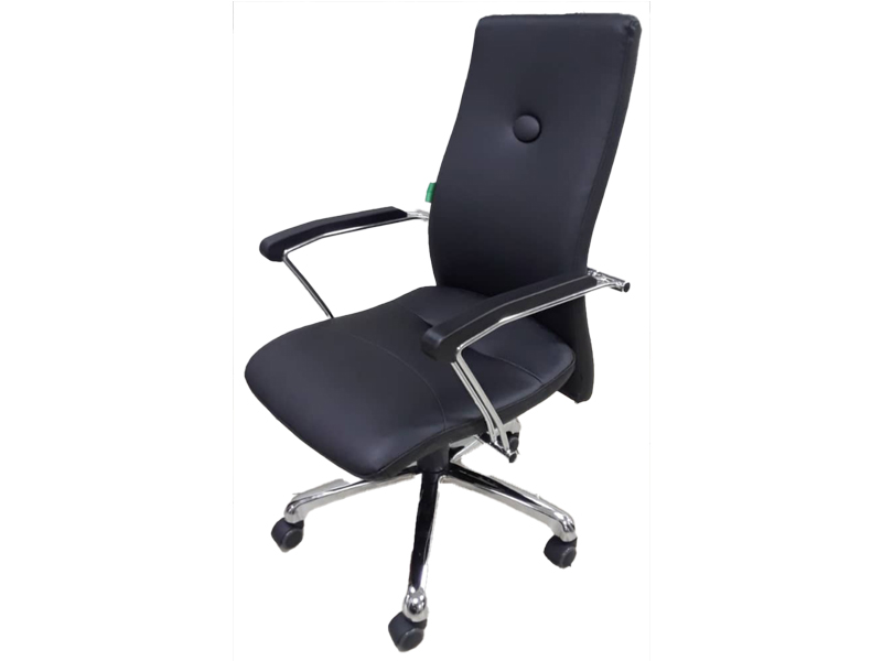 Grey Leather High Back Budget Swivel Chair