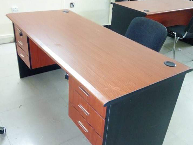Brown Budget Table with Drawers