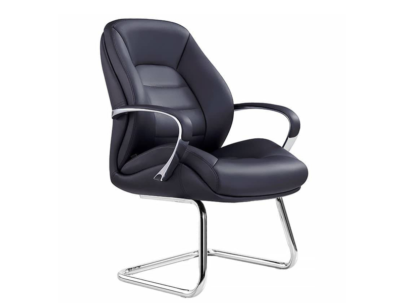 Gray Leather Bucket Seat Executive Visitor's Chair