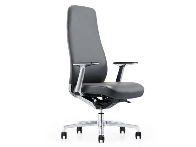 Gray Leather High Back Executive Swivel Chair
