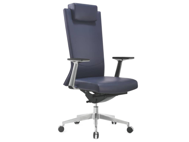 Gray Leather High Back Executive Swivel Chair