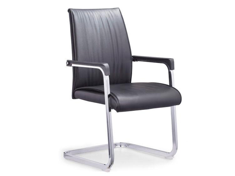 Gray Leather Low Back Executive Visitor's Chair