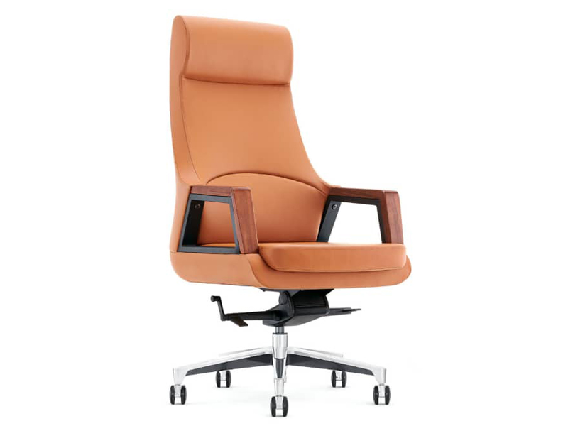 Orange Leather Executive Swivel Chair