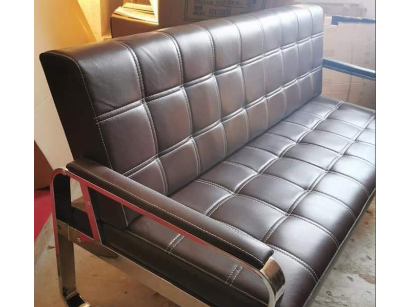 Brown Leather 3 Seater Waiting Chair