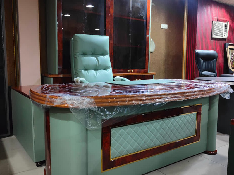 Wine Executive Table with Cabinet